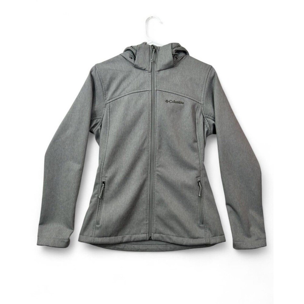 Columbia Women's Softshell Jacket Hooded Gray Heather Size Small Water Resistant